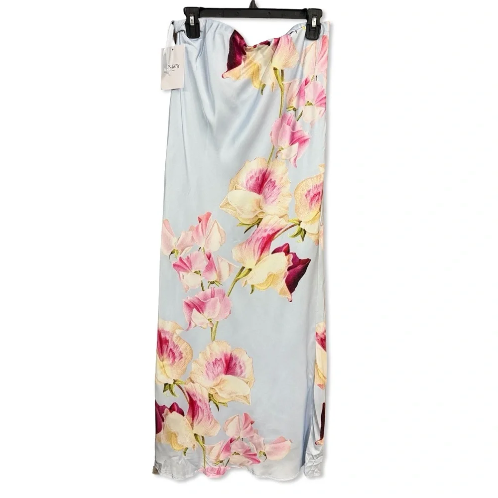 Runaway the Label Verity Maxi Skirt in Cadence Floral satin slip Revolve L - Picture 8 of 10